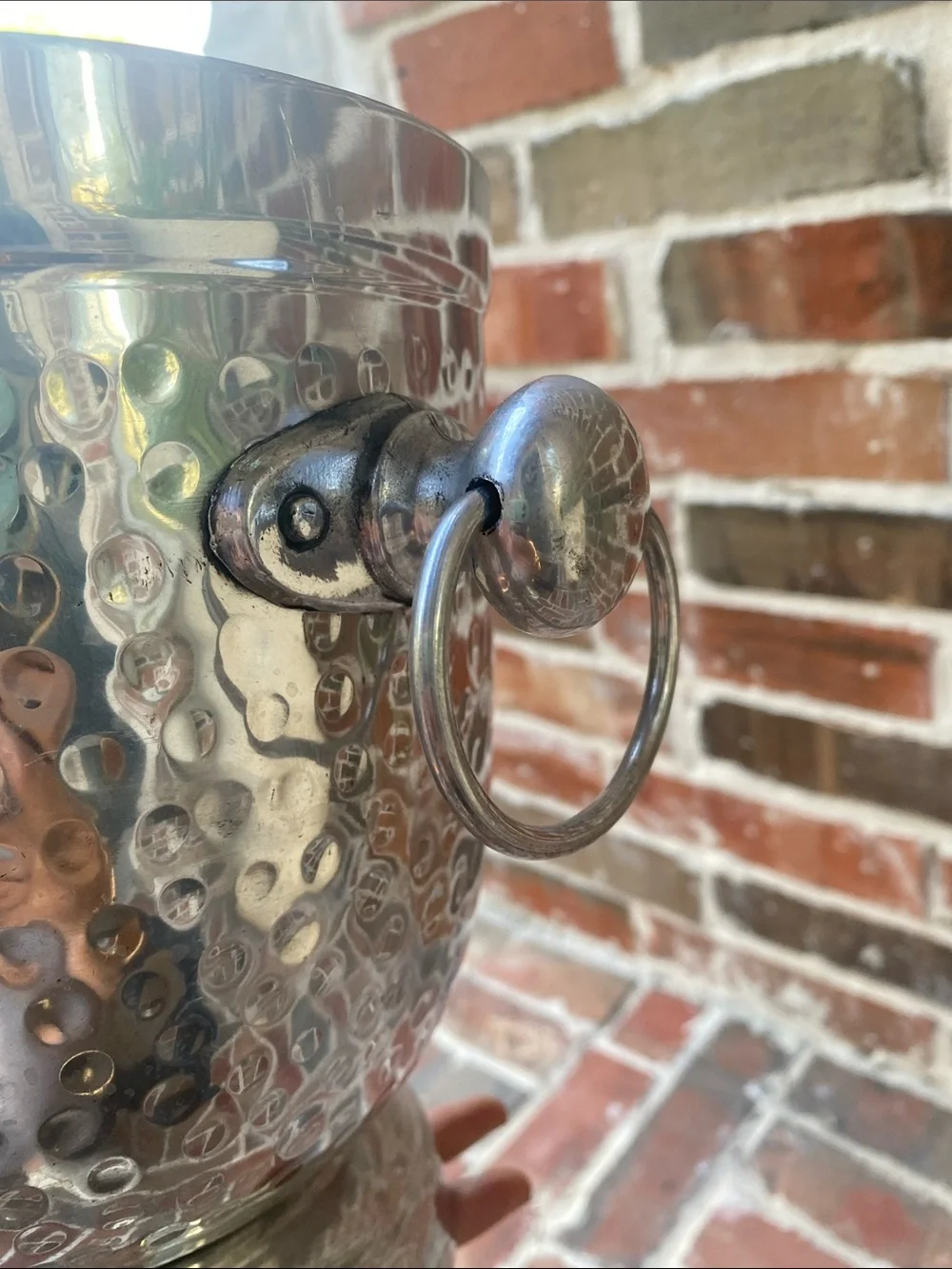 Hammered Metal Wine Cooler Ice Bucket in Silver